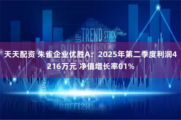 天天配资 朱雀企业优胜A:2025年第二季度利润4216万元 净值增长率01%