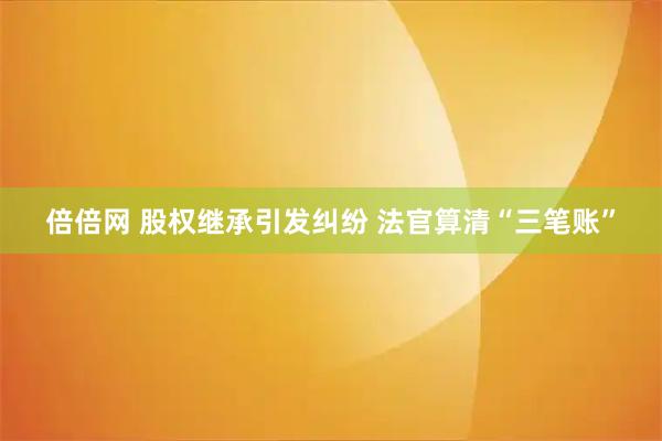 倍倍网 股权继承引发纠纷 法官算清“三笔账”