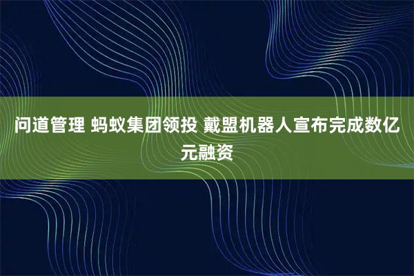 问道管理 蚂蚁集团领投 戴盟机器人宣布完成数亿元融资