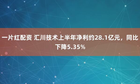 一片红配资 汇川技术上半年净利约28.1亿元，同比下降5.35%